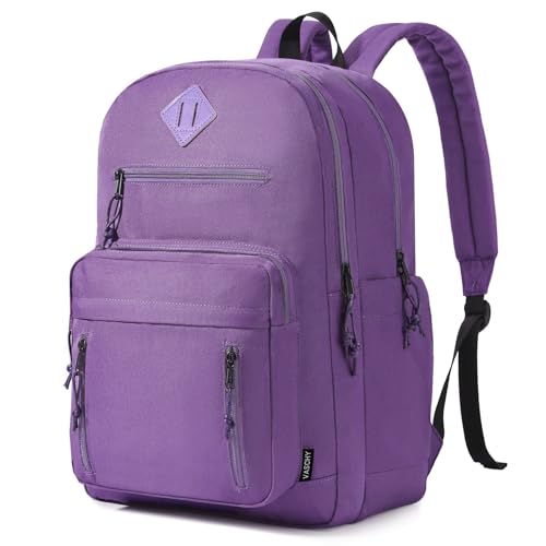 VASCHY School Backpack,Lightweight Water Resistant Daypack Bookbag for High School Teen Girl/College/Work/Women Purple - color: Purple