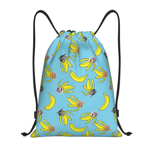 Gianlaima Funny Cat Banana Bananas Drawstring Bags Backpack Bag Sport Gym Sack String Bag Yoga Dance Travel Bag For Men Women - color: Black30