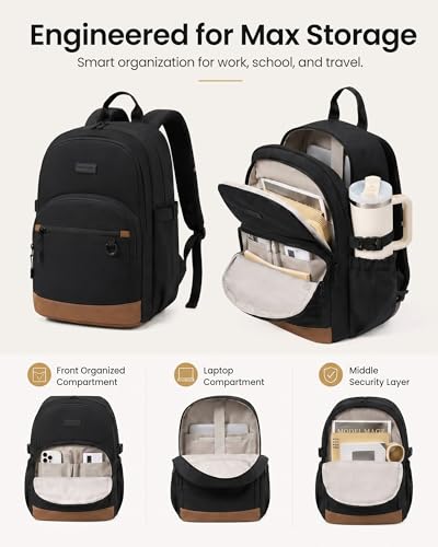 LOVEVOOK Travel Laptop Backpack, Waterproof Carry On Backpack for Women Men, 17.3 Inch Computer Bag, Large College School Bookbag with Luggage Sleeve, Chest Strap & Water Bottle Pocket - color: Black-a-l, size: 17.3 Inch