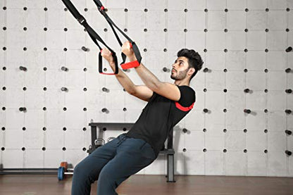 Training All-in-One Suspension Trainer Exercise Equipment Bundle,Bodyweight Fitness Resistance Trainer Kit with Pro Straps for Door Pull up Bar, Anchor Point for Complete Body Workouts V1