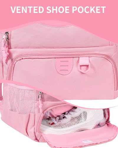 Basketball Bag Backpack for Men Women with Ball & Shoes Compartment 30L Capacity Lightweight Breathable Boys Girls Soccer Ball Bag Backpack Fit Volleyball Football Sports Travel School Gym - color: TK8Pink