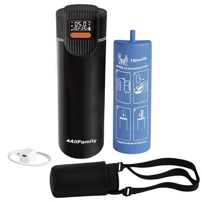 4AllFamily Nomad Big PRO Insulin Cooler Travel Case – 52H Medication Cooler for Travel with Digital Temperature Display – Insulin Pen Cold Case with Medicine Bag & Reusable Big Blue Thermo - Black - color: Pro Black