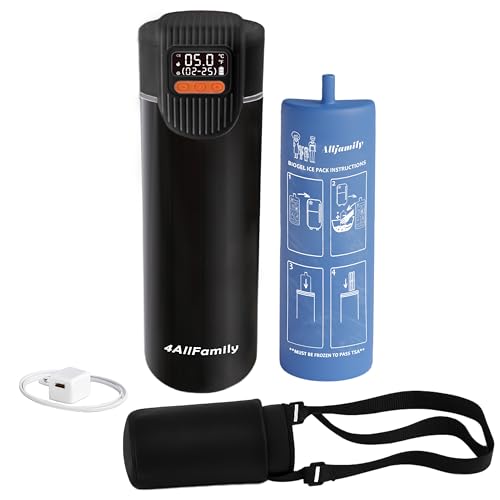 4AllFamily Nomad Big PRO Insulin Cooler Travel Case – 52H Medication Cooler for Travel with Digital Temperature Display – Insulin Pen Cold Case with Medicine Bag & Reusable Big Blue Thermo - Black - color: Pro Black
