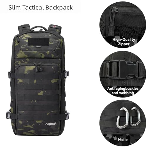 AMHEH 20L Slim Tactical Backpack, Suspended 13 Inch Laptop Sleeve, Camo - color: Black Camo