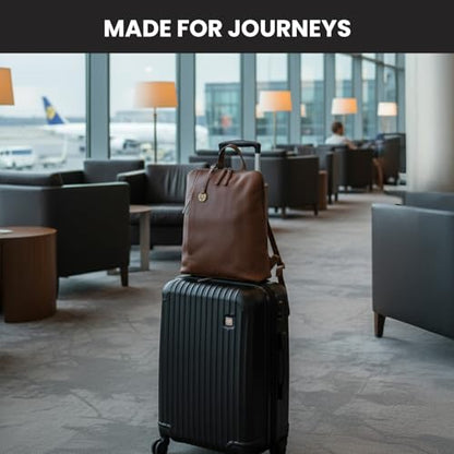 12.5 Inch Genuine Leather Backpack for Women and Men, Brown Leather Backpack with Adjustable Shoulder Strap - color: Brown