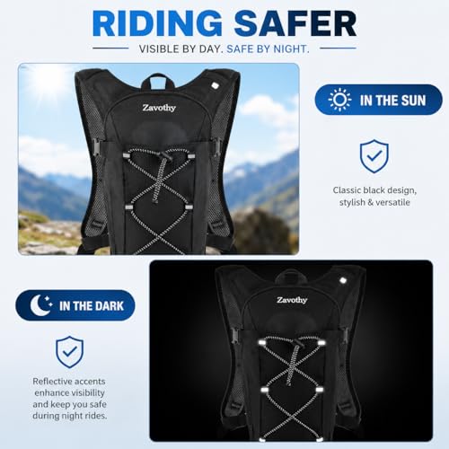 Zavothy Hydration Backpack with 2L Hydration Bladder Water Backpack for Hiking Hydration Pack for Running Cycling Hiking - color: Black