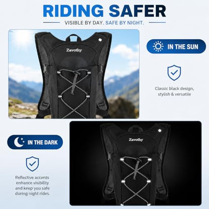 Zavothy Hydration Backpack with 2L Hydration Bladder Water Backpack for Hiking Hydration Pack for Running Cycling Hiking - color: Black