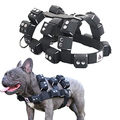 Dog Harness for Small Medium Large Dogs No Pull, Dog Weighted Vest, Tactical Dog Harness for Pit Bulls with Pockets (Adjustable Weight) - Weight Loss, Exercise, Walking, Muscle - size: Size XS/Dog's Waist 19.5"-24.5"