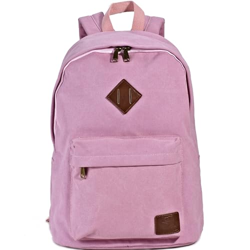 Canvas Laptop Backpack, Durable Rucksack, Travel Bag Fits 15.6 Inch Notebook for Women Factory Directly (Pink) - color: Pink