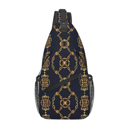 Gold Chains Outdoor Crossbody Shoulder Bag For Unisex Young Adult Hiking Bicycling - color: 6