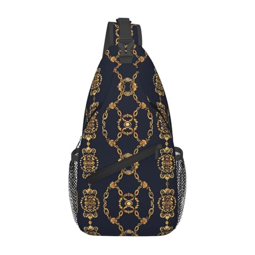 Gold Chains Outdoor Crossbody Shoulder Bag For Unisex Young Adult Hiking Bicycling - color: 6