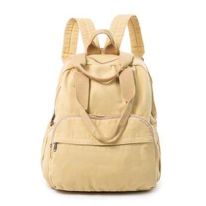 MaxxCloud Unisex Casual Canvas Laptop Backpack,Lightweight Work Daypack Travel Bag,Men Women Top Handle Rucksack - color: Khaki