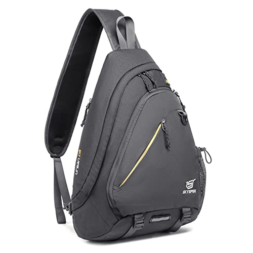SKYSPER Sling Laptop Bag (Up to 13 Inch) - 18L Crossbody Sling Backpack Travel Shoulder Bag Hiking Daypack for Men Women(Darkgrey) - color: Grey