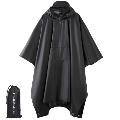 Hooded Waterproof Raincoat, Unisex Outdoor Hiking Camping Mat and Small Tent - color: Black