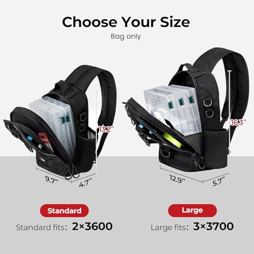 Piscifun Fishing Backpack with Rod Holder, Lightweight Sling Bag Storge Gear and Equipment - color: Black, size: Standard, style: Urban