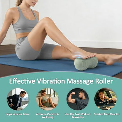 Silicone Vibrating Peanut Massage Ball Roller, Green | Water Resistant , Electric Double Lacrosse Massage Ball, 4 Intensities, For Muscle Tightness Deep Tissue, For Foot Back Hip - color: Green