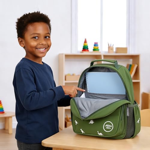 mibasies Toddler Backpacks for Boys 2-4: Quilted Backpack for Preschool Prek Daycare - Cute 12 Inches Bookbag for Little Kids Dinosaur Green - color: Dinosaur Green, style: Toddler-12"h(not Fit Folder)