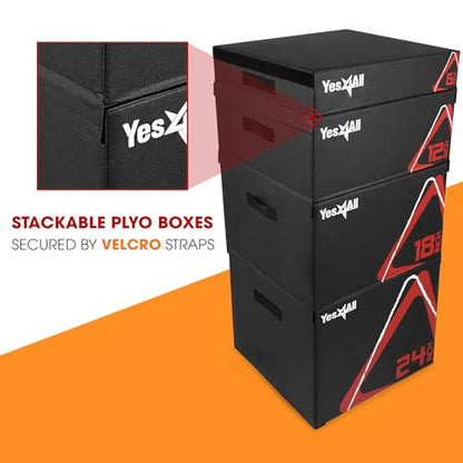 Yes4All Adjustable Soft Plyo Box, Jumping Trainer - For Plyometric Exercises and Conditioning, Multiple Height Variations - color: D. Black - 24"