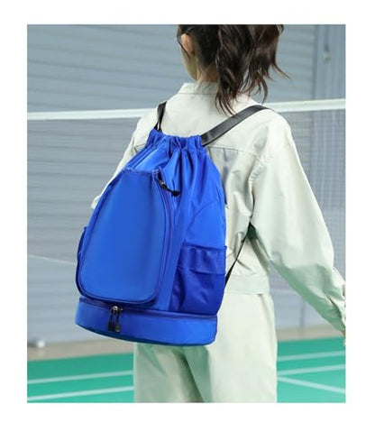 Multifunctional sports bag, backpack, independent shoe compartment, can hold basketball, badminton and tennis(Royal Blue) - color: Royal Blue