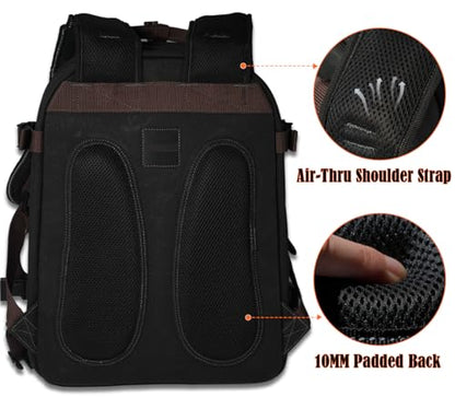WELKINLAND 90-Pockets Electrician Backpack, Wax-Canvas Tool Backpacks Heavy Duty, Convenient Work Tool Back pack With Pockets