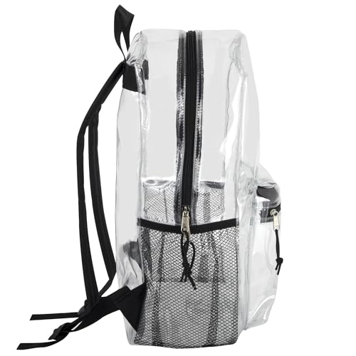 Trail maker Bulk Clear Backpacks Wholesale for School 24 Pack Clear Backpacks for Boys, Girls, School, Stadium, Travel (Black Pack) - color: Black Pack