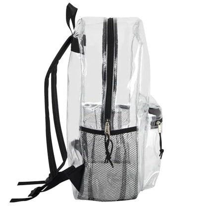 Trail maker Bulk Clear Backpacks Wholesale for School 24 Pack Clear Backpacks for Boys, Girls, School, Stadium, Travel (Black Pack) - color: Black Pack