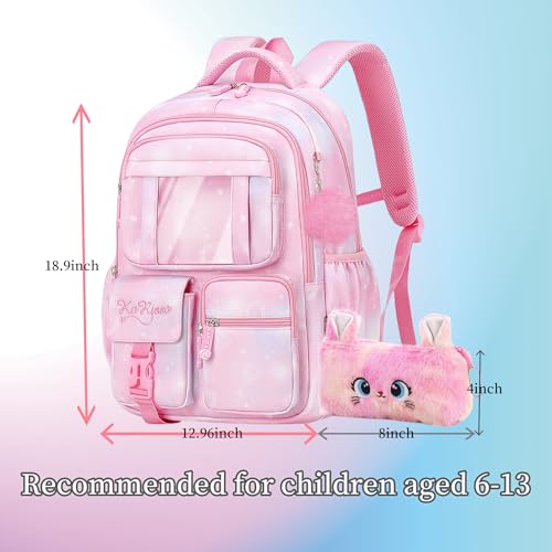 Girls Backpack for School Kids Backpack for Girls Cute Kids Kawaii Bookbag Book Bag for Elementary Primary School - color: Pink-xk