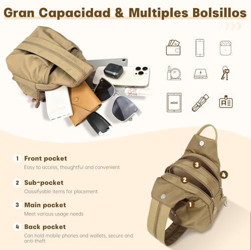 Waterproof 2-Way Mini Commuter Bag, Multi-Compartment Oxford Small Backpack, For Women, Collegeman, Commuter, Travel with Anti-Theft,Three in One Multifunctional Convertible Design(Khaki) - style: Khaki