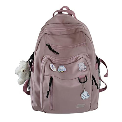 GAXOS Cute Aesthetic Backpack for School Girls Middle Student Bookbag - color: Pink2