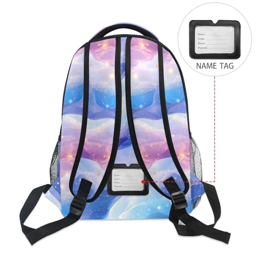 School Backpack for Men and Women Waterproof Backpack With Water Bottle Pocket with Chest Strap for Travel Trip Blue Purple - color: Multicolor12