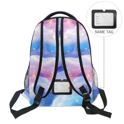 School Backpack for Men and Women Waterproof Backpack With Water Bottle Pocket with Chest Strap for Travel Trip Blue Purple - color: Multicolor12