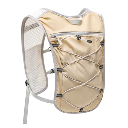 Hydration Backpack Lightweight Running Vest for Women Men with 500ml Soft Flask Hiking Daypack - color: Khaki Vest Only