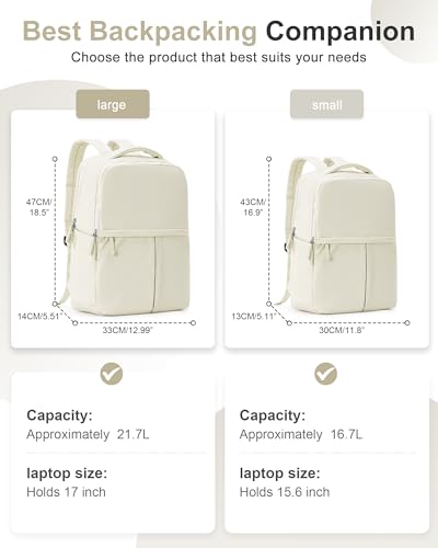 Beige Large Travel Backpack For Women Laptop Backpack Carry On Backpack For Airplanes College Backpacks For Women Men Waterproof Gym Work Backpack For Travel