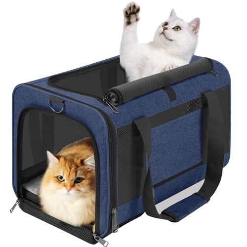 GAPZER Dog Carrier Soft/Cat Crates Large Cat 20 to 25 pounds/Softsided Pet Car Travel Carry Bag 15 Pound Puppy/Top Open Transport Kennel Navy - color: Navy
