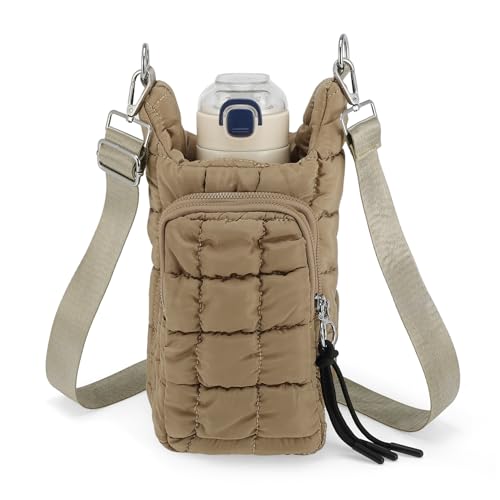 Water Bottle Carrier Bag, Convenient and Durable, Crossbody Water Bottle Holder for Hiking, Cycling - color: Khaki