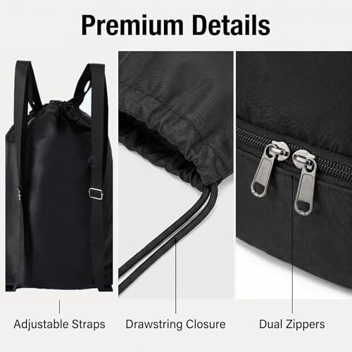 2-Pack Drawstring Backpack Bags with Shoe Compartment, Large Capacity Basketball Bag, Water-Resistant, Lightweight, for Soccer, Basketball, Sports, Swimming, Beach, Soccer Bag for Men