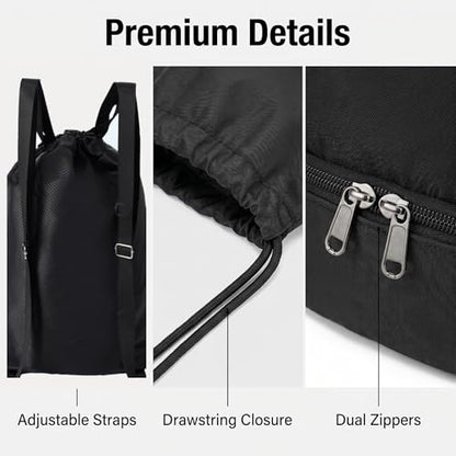 2-Pack Drawstring Backpack Bags with Shoe Compartment, Large Capacity Basketball Bag, Water-Resistant, Lightweight, for Soccer, Basketball, Sports, Swimming, Beach, Soccer Bag for Men