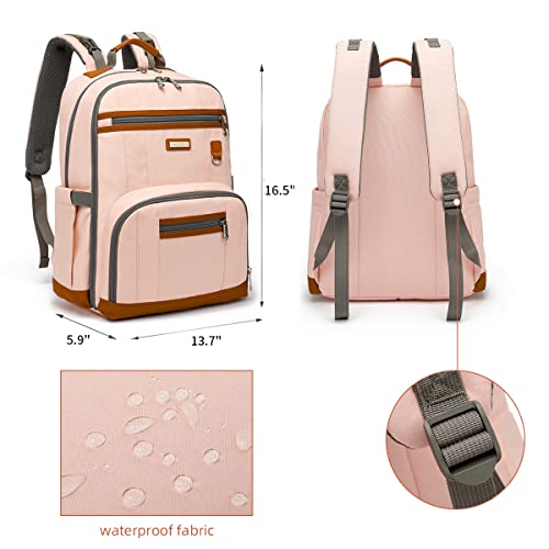 Diaper Bag Backpack, Large Baby Nappy Bags with Portable Changing Pad for Boys and GirlsMultifunction Travel Baby Bag for Moms Dads, Shower Gifts Waterproof and Stylish，Light Powder - color: Light Powder