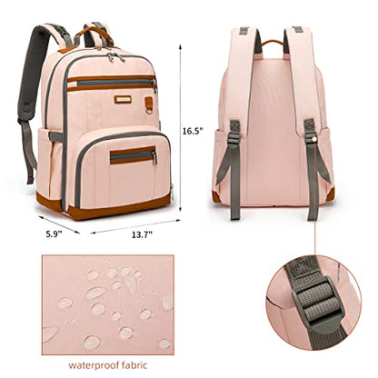 Diaper Bag Backpack, Large Baby Nappy Bags with Portable Changing Pad for Boys and GirlsMultifunction Travel Baby Bag for Moms Dads, Shower Gifts Waterproof and Stylish，Light Powder - color: Light Powder