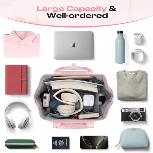 Maelstrom Travel Backpack for Women Men,Laptop Backpack Fits 15.6-17.3 Inch Laptop, Nurse/Work Bag with Insulated Lunch Box (Pink) - color: Pink