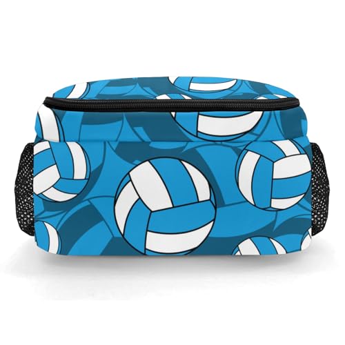 Sky Blue Volleyball Pattern Shoulders Backpack Laptop Bag Bookbags Personalized Casual Daypack for Sports Birthday Holiday Party Gift - color: Sky Blue Volleyball Pattern