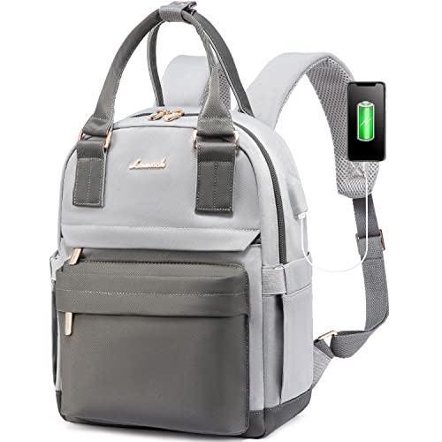 LOVEVOOK Mini Backpack for Women Stylish Waterproof Backpack Purse with USB Port, Cute Daypack for College Travel Party - color: Dark Gray & Light Gray, size: 11 Inch
