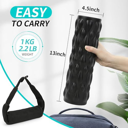 High-Density Vibrating Foam Roller Black with 4 Customizable Speeds for Deep Tissue Massage, Muscle Recovery and Pain Relief -Rechargeable with Massage Backpack - color: Black, size: 13 x 4.5 Inch with Massage Backpack