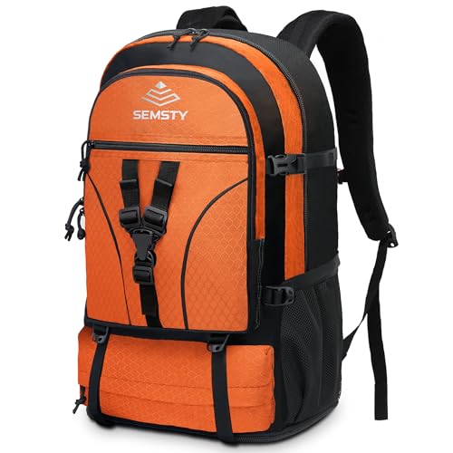 40L/50L Expandable Hiking Backpack for Men and Women, Travel Camping Backpack Flight Approved - color: 40l+10l Orange