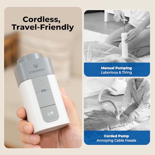 ETENWOLF Vacuum Storage Bags for Travel with Rechargeable Wireless Pump, Vacuum Seal Bags for Clothes and Travel, Space Saver Bags in Carry-On Sizes, Perfect for Luggage and Suitcases, 4 Combo - size: 4 Combo Size-E