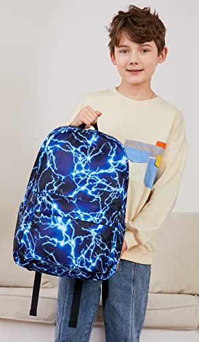 Backpack for Boys Elementary Bookbags Durable Lightweight Teenager Student School Bags Travel Waterproof (1-Blue Lightning) - color: 1-blue Lightning
