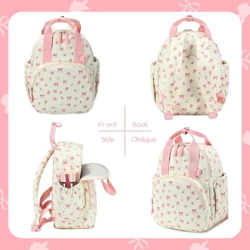 Bluboon Toddler Backpack for Girls Boys 2-4 Cute 12" Preschool Kindergarten Backpacks Kids Daycare Bags School Travel (Pink bow flower 212-Beige, Age 2-4 (12" H not Fit A4 Folder)) - color: Pink Bow Flower 212-beige, size: Age 2-4 (12" H not Fit A4 Folder