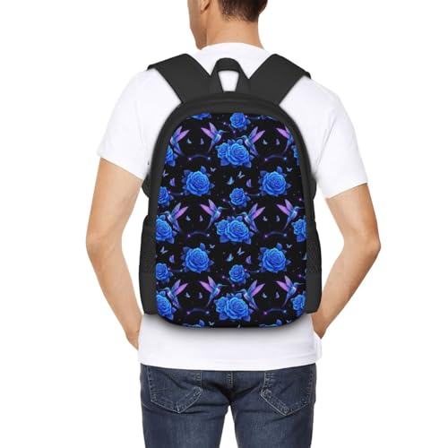Sturdy Polyester Shoulder Pack Hummingbird Purple Rose, Anti Theft Spacious Camping Rucksack Casual Daily Bag for Men Women Fitness Outdoor Activity - color: Design (219)