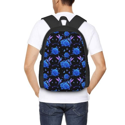 Sturdy Polyester Shoulder Pack Hummingbird Purple Rose, Anti Theft Spacious Camping Rucksack Casual Daily Bag for Men Women Fitness Outdoor Activity - color: Design (219)