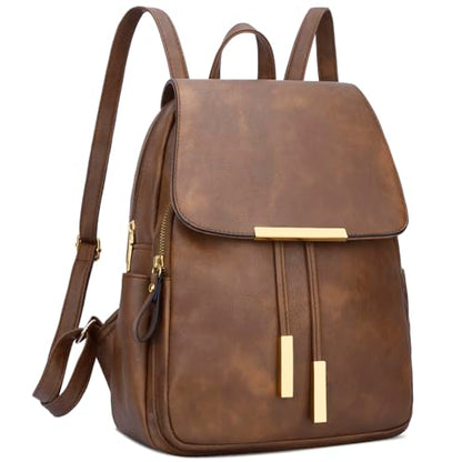 KKXIU Trendy Vegan Leather Backpack Purse for Women and Ladies Shoulder Travel Daypacks Bags (Z-Brown) - color: Z-brown, style: Backpack